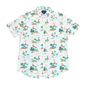 Denim Flower Rick Singh Flamingo print Mens shirt size Medium